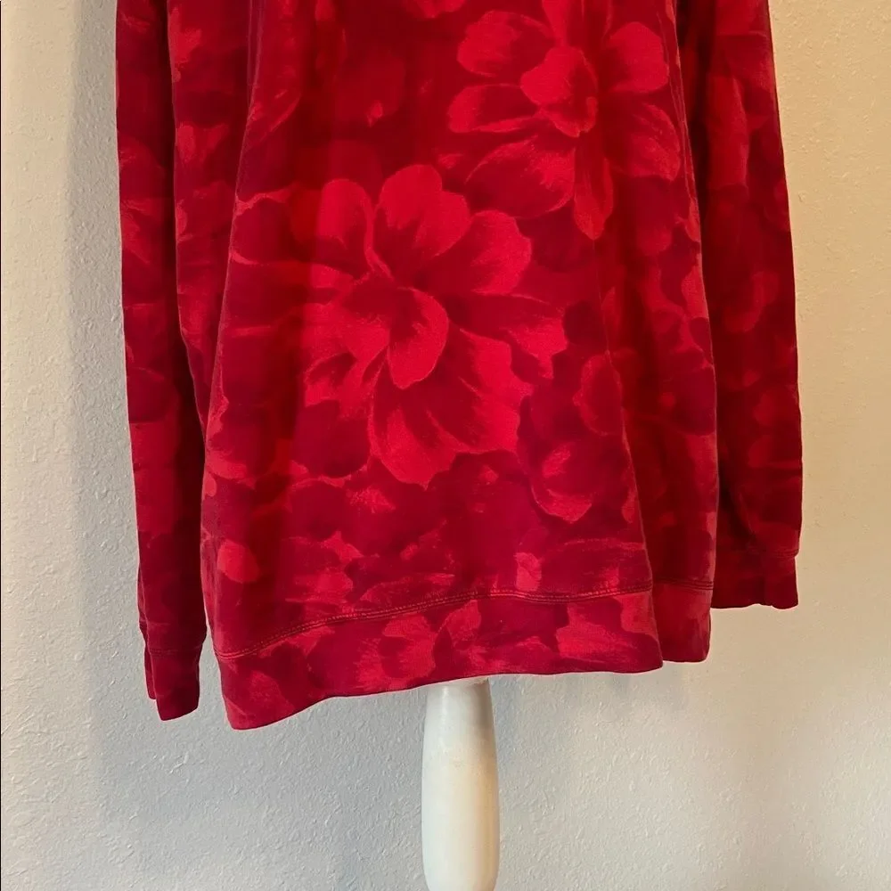 Athleta Red Large Floral Print Balance Pullover Sweatshirt Size Medium